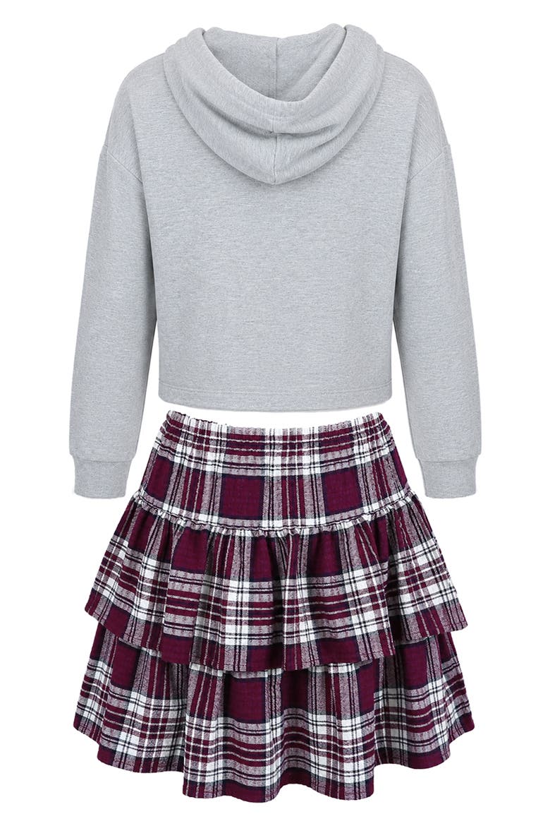 Kids' Hoodie & Skort Set, Alternate, color, GREY MULTI