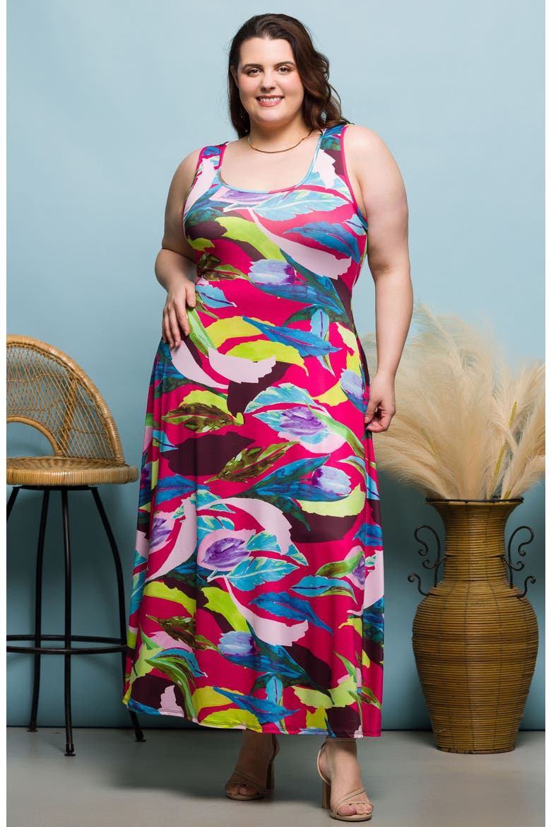 Print Sleeveless Maxi Dress, Alternate, color, BLUE MULTI