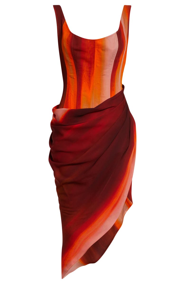LaQuan Smith Draped Open Back Dress, Alternate, color, Red Multi