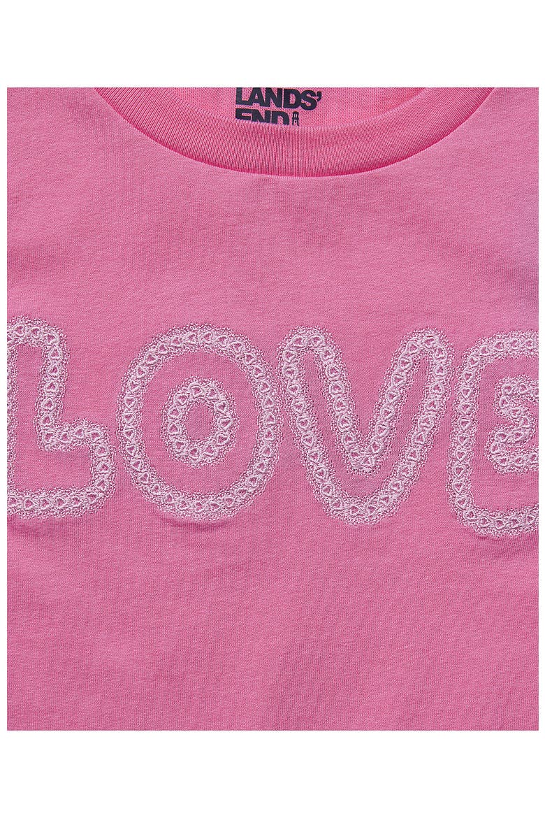Girls Plus Short Sleeve Graphic Tee, Alternate, color, Embroidery Love/Fuchsia Pink