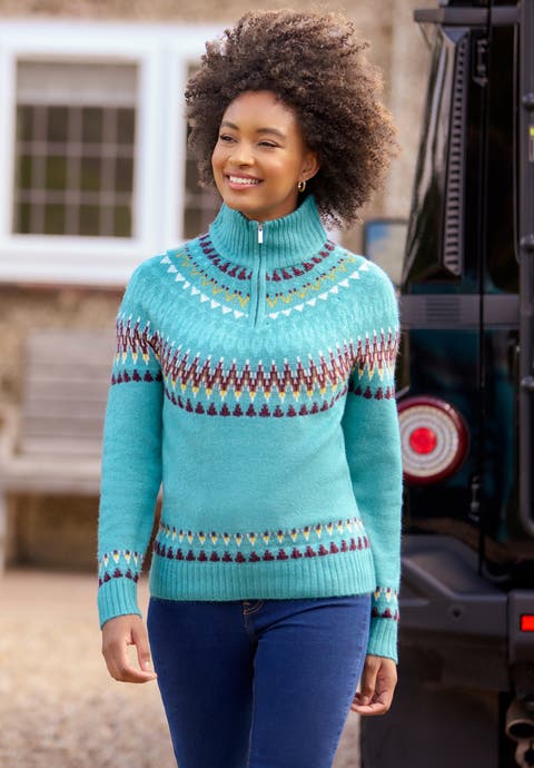 Fair Isle Quarter Zip Sweater