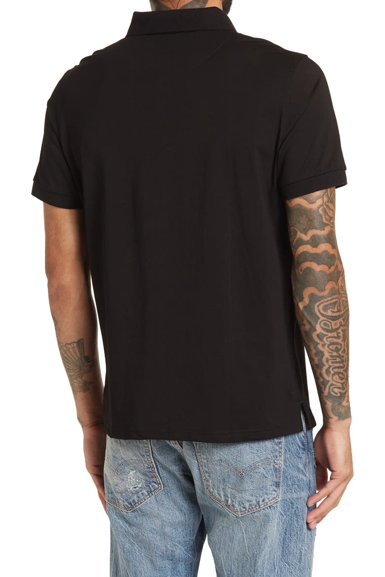 Contrast Trim Knit Polo, Alternate, color, BLACK