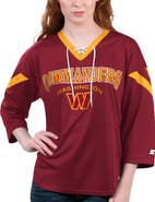 STARTER Women's Starter Burgundy Washington Commanders Rally Lace-Up 3/4 Sleeve T-Shirt