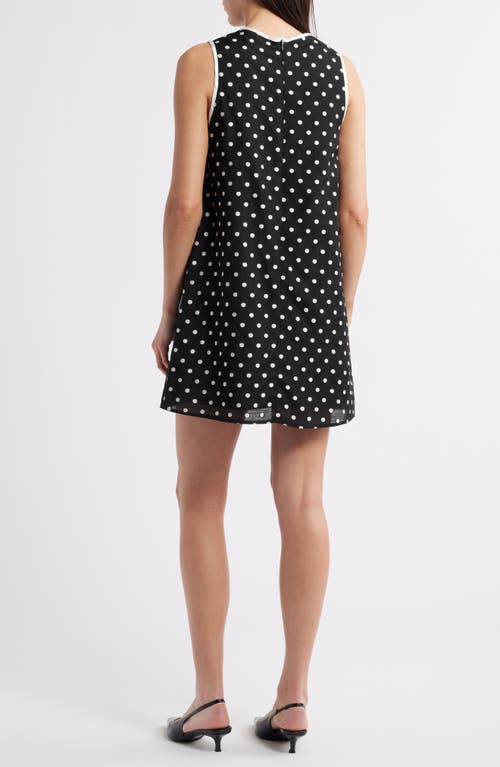 Shop Sister Jane Isles Polka Dot Bow Trapeze Minidress In Black