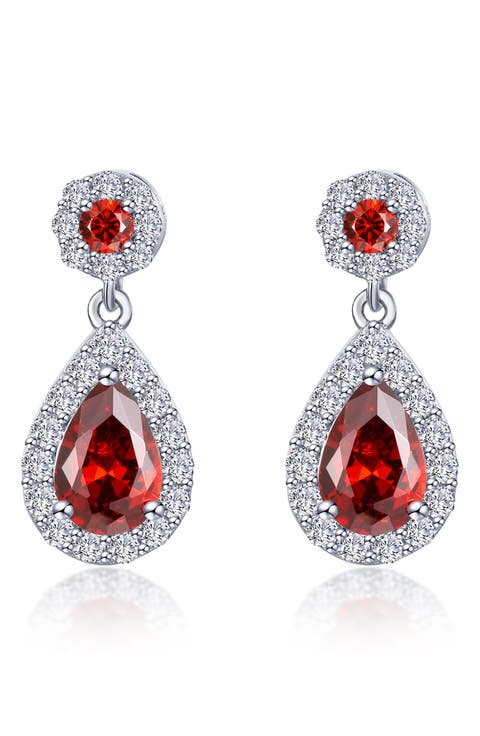 Simulated Diamond & Simulated Semiprecious Stone Pear Drop Earrings