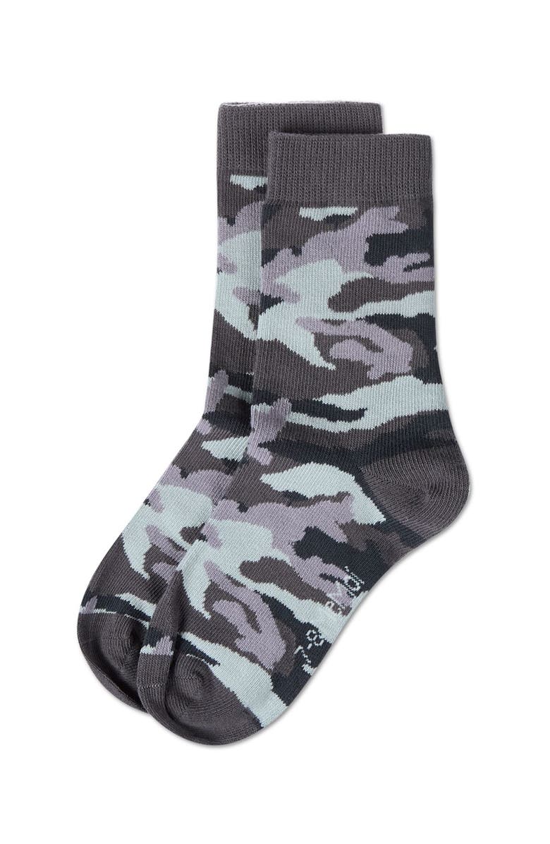 MeMoi Camouflage-Pattern Crew Socks, Alternate, color, Gray