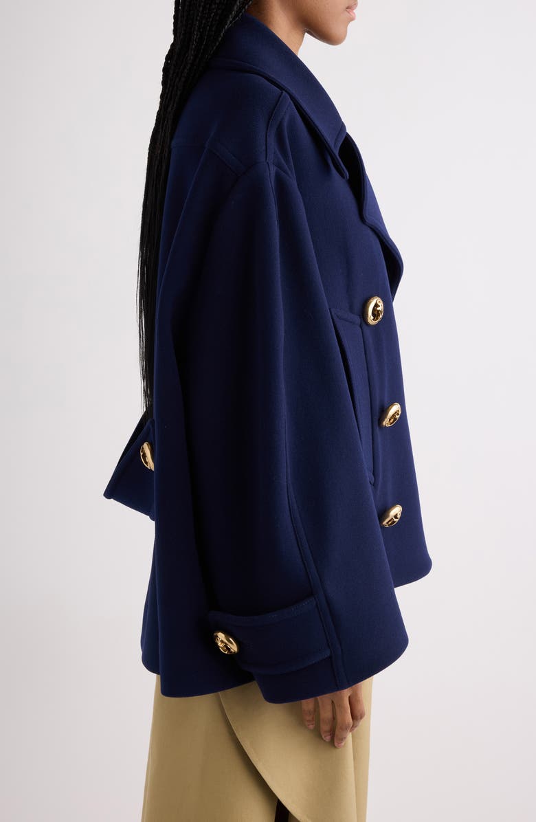 Balenciaga Brushed Wool Peacoat, Alternate, color, Gold/ Navy