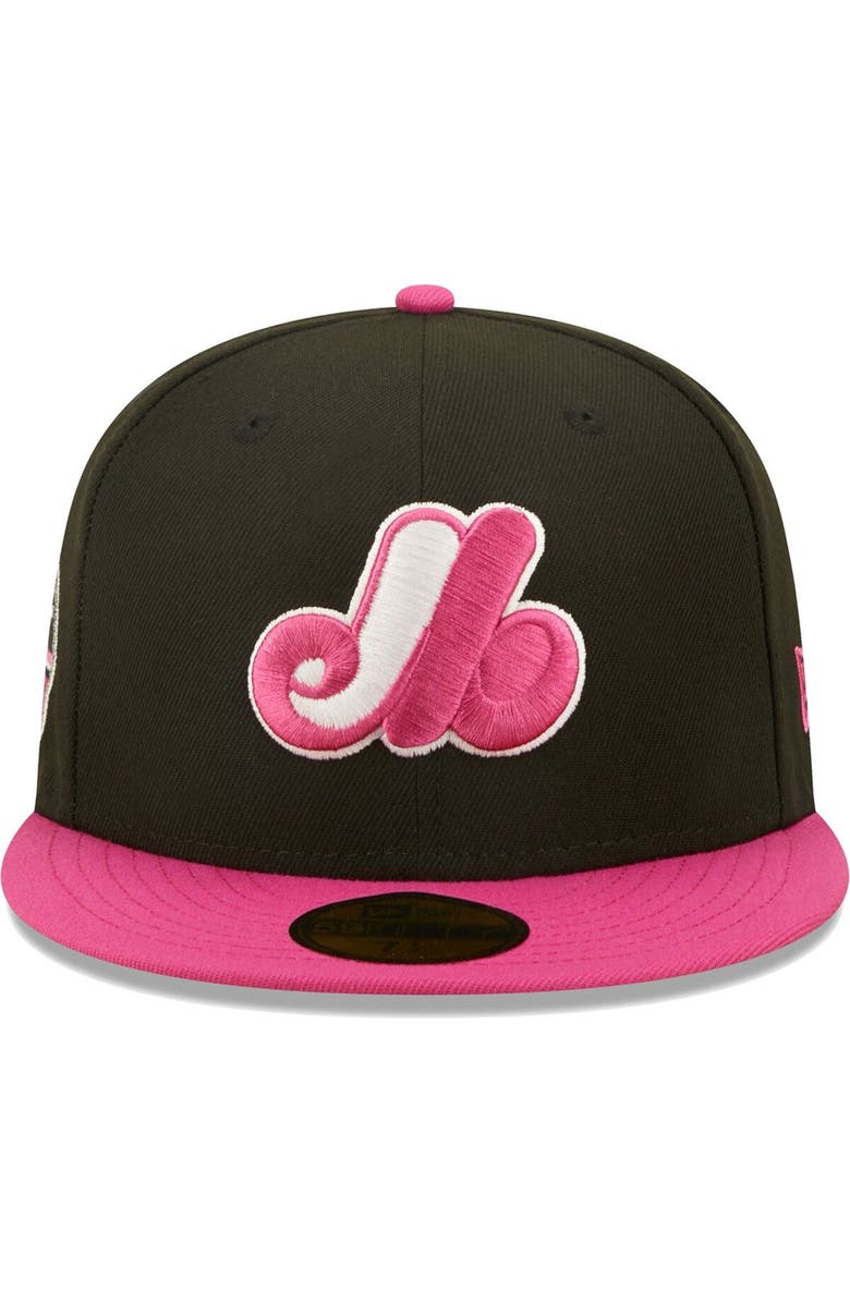 New Era Men's New Era Black/Pink Montreal Expos 35th Anniversary Passion 59FIFTY Fitted Hat, Alternate, color,