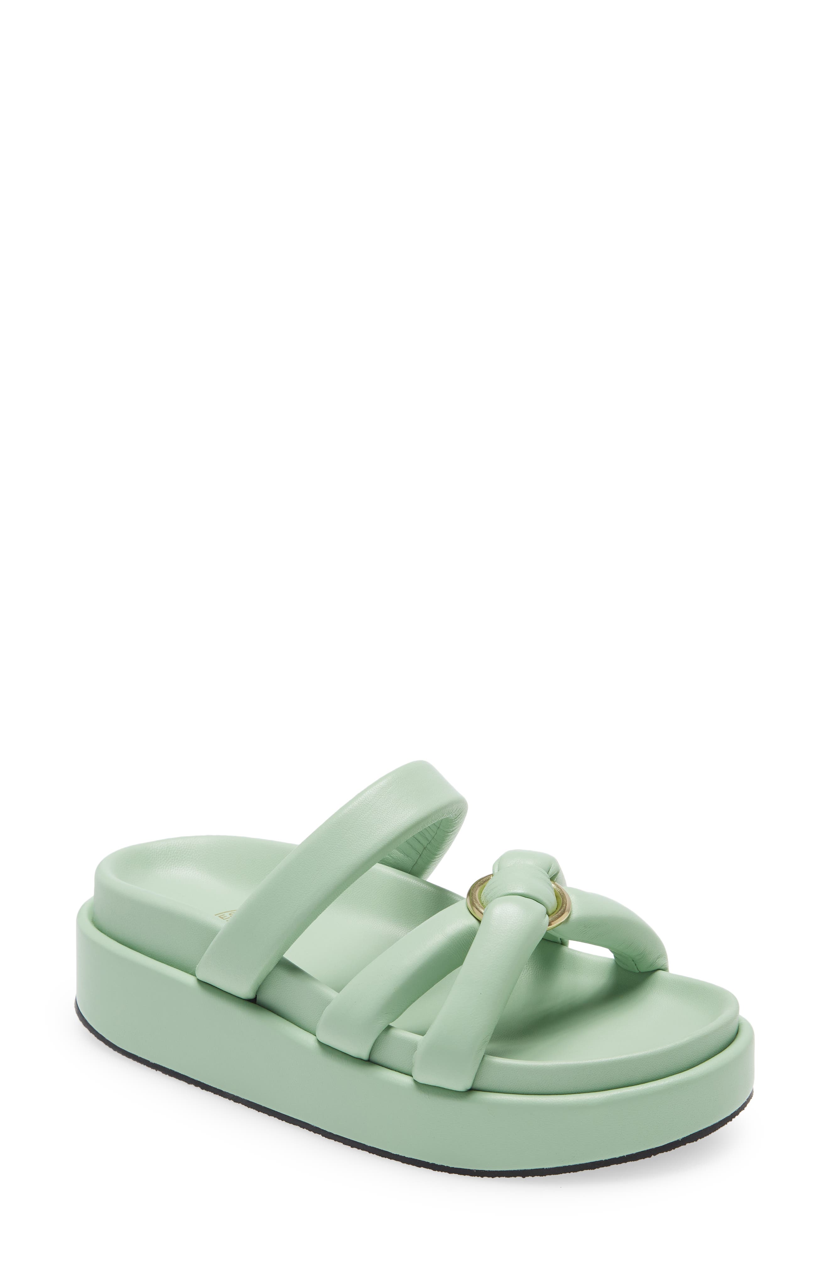 Dries Van Noten Puffy Strap Flatform Leather Sandal, Main, color, 