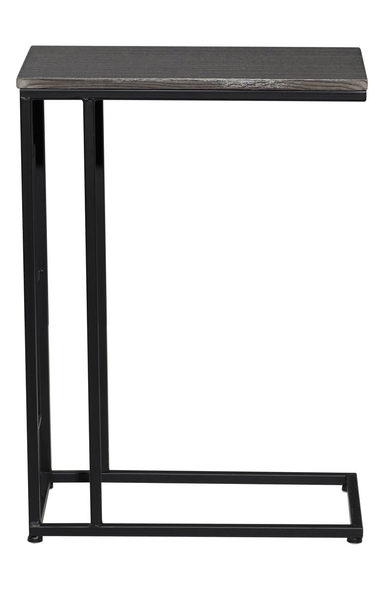 GINGER BIRCH STUDIO Dark Brown Wood Contemporary Accent Table with Black Metal Base, Main, color, 