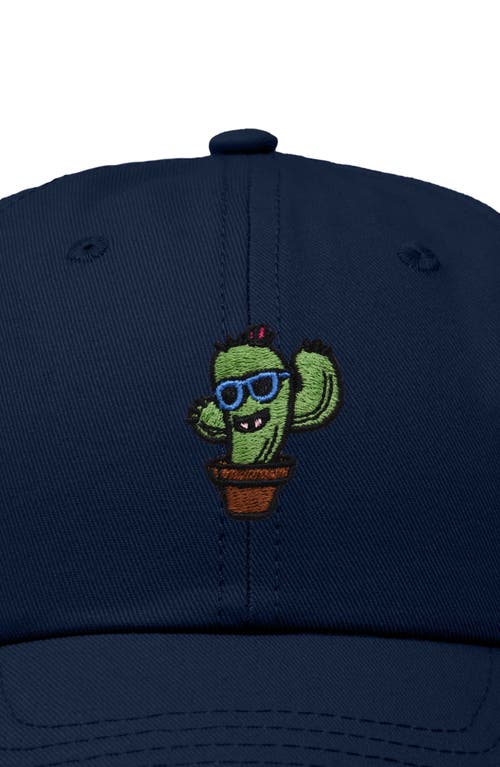 Dalix Cactus Embroidered Casual Cap In Navy Blue