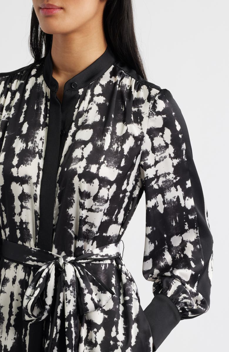 Julia Jordan Print Long Sleeve Shirtdress, Alternate, color, Black White