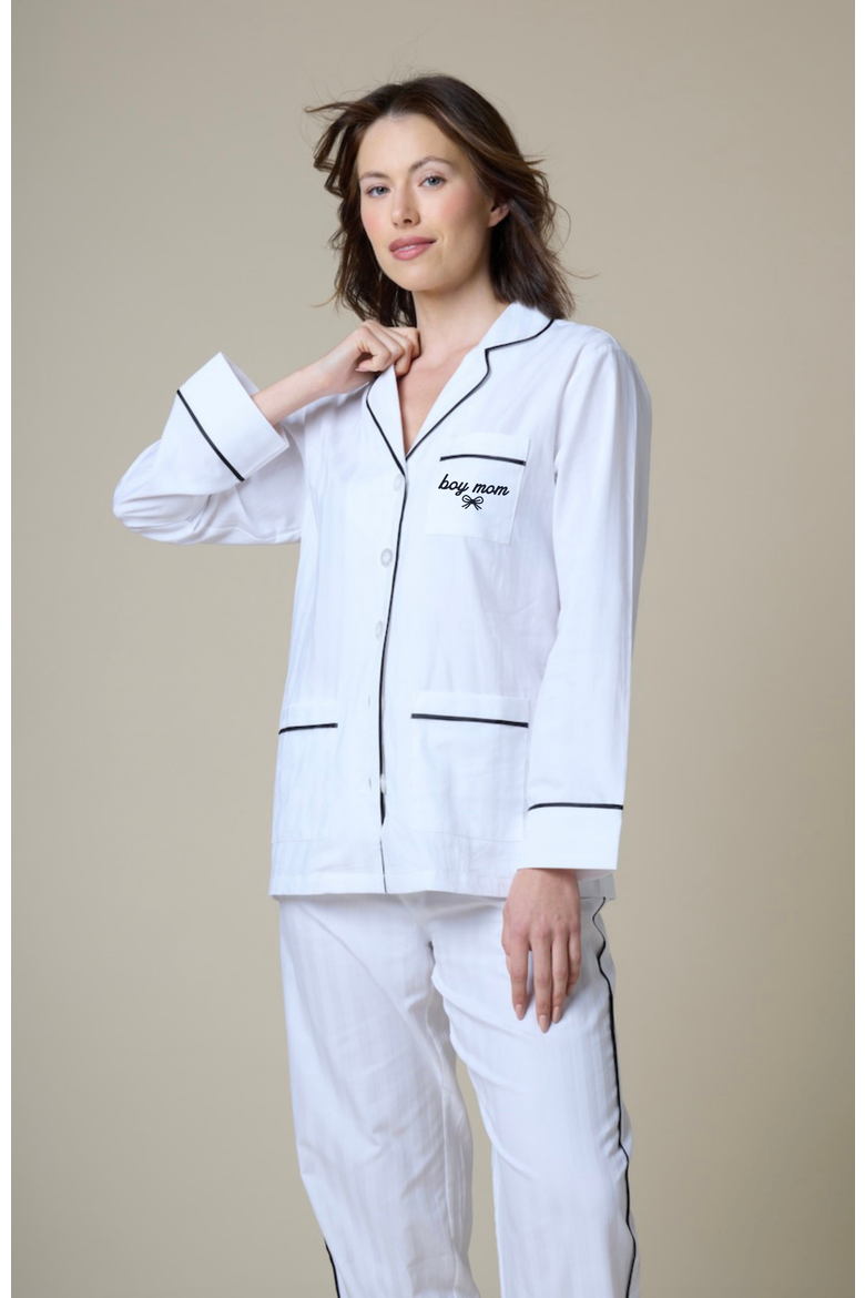 Boy Mom Cotton Pajama Set, Alternate, color, Monochrome