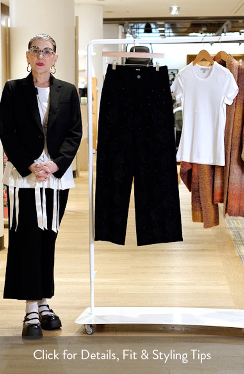 Floral Studded Mid Rise Wide Leg Jeans, sales video thumbnail