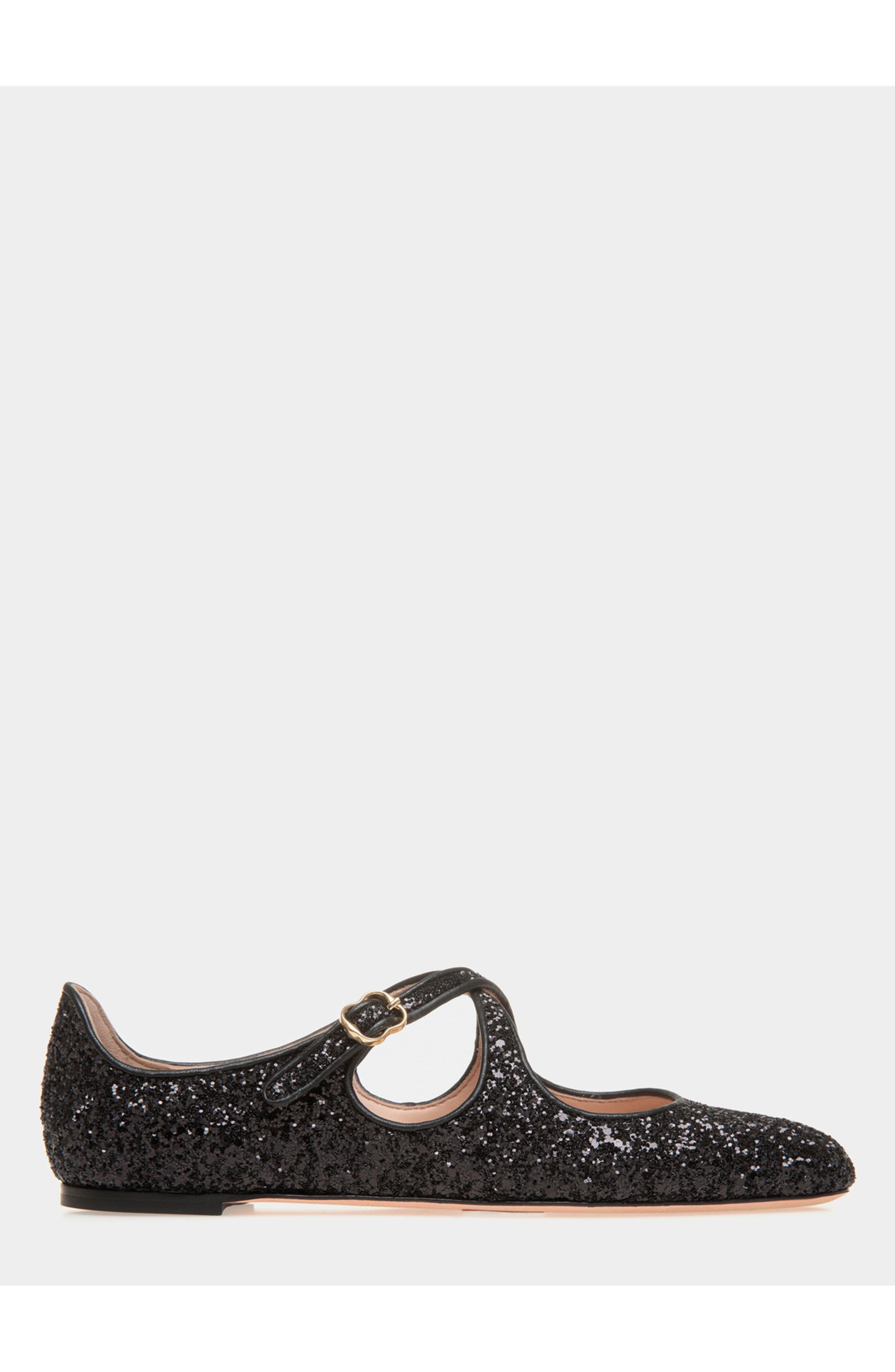 Bally rina Flat In Glitter with Leather Lining, Main, color, 
