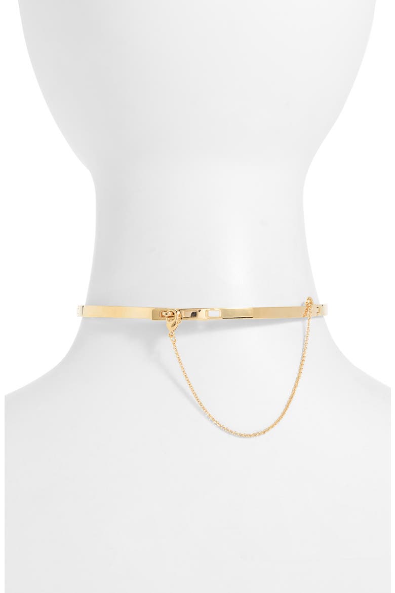Thin 12k Gold Plated Choker Necklace, Alternate, color, GOLD