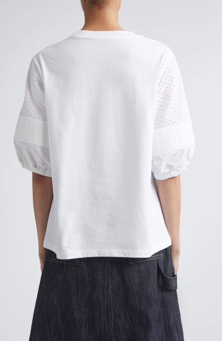 Moncler Flax Blend Crewneck T-Shirt, Alternate, color, White