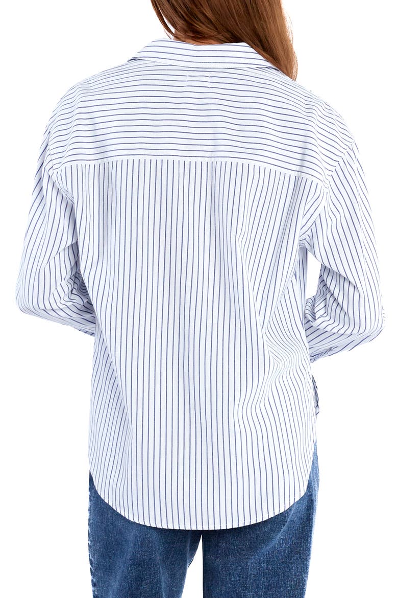 Slick Stripe Cotton Blend Button-Up Shirt, Alternate, color, BLUE STRIPES