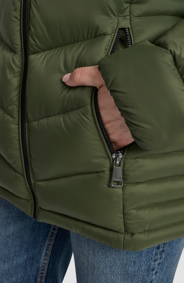 DKNY Cire Packable Hooded Puffer Jacket, Alternate, color, Evergreen