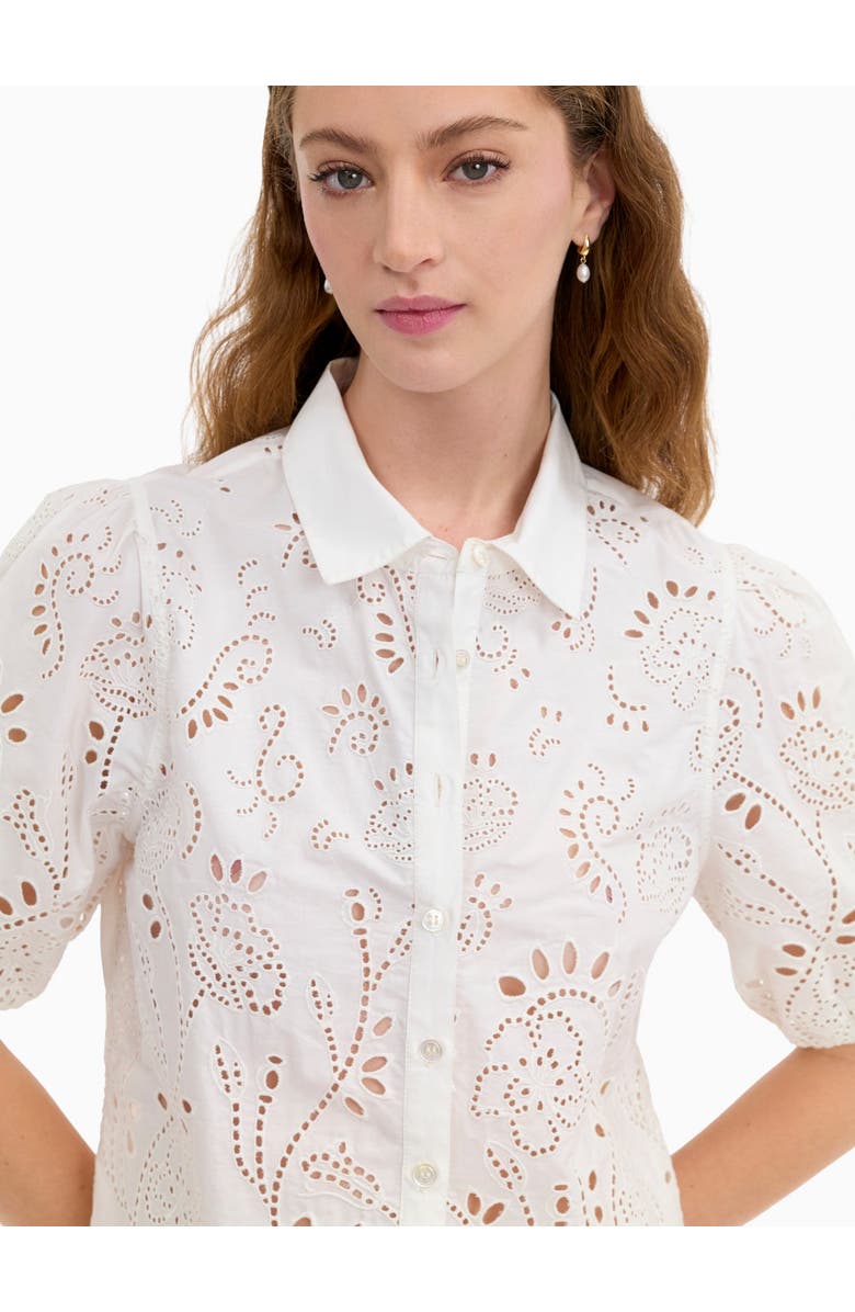 Rebecca Taylor Brielle Poplin Eyelet Shirt, Alternate, color, Ivory
