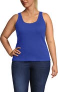 Lands' End Plus Size Pointelle Rib UNeck Tank