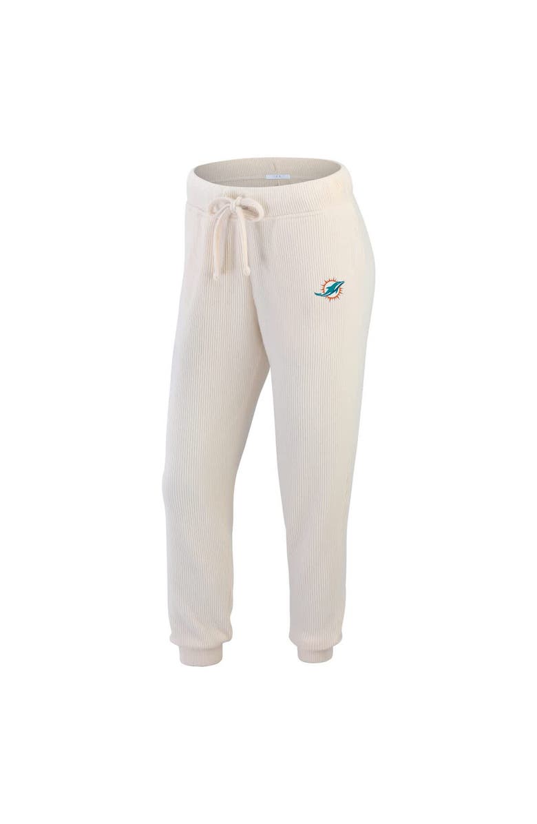 WEAR by Erin Andrews Women's WEAR by Erin Andrews Cream Miami Dolphins Knitted Tri-Blend Long Sleeve T-Shirt & Pants Lounge Set, Alternate, color, Cream
