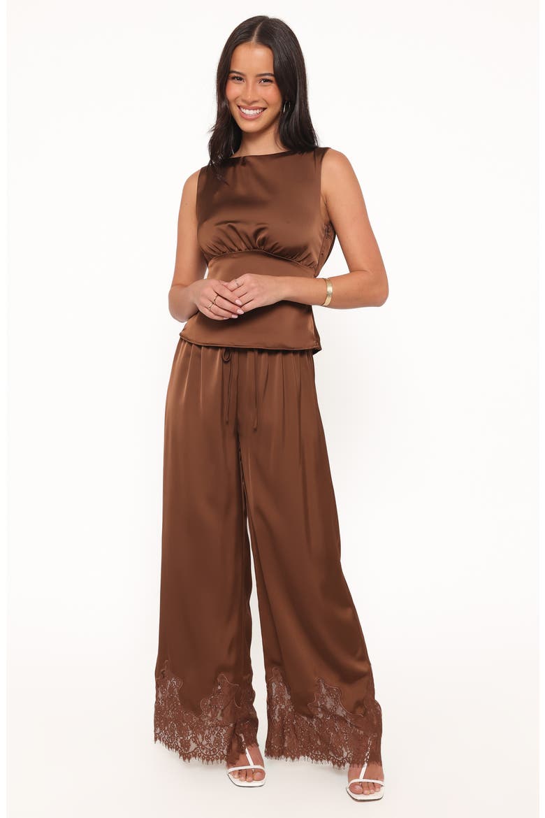 Viola Drawstring Waist Wide Leg Pants, Alternate, color, CHOCOLATE