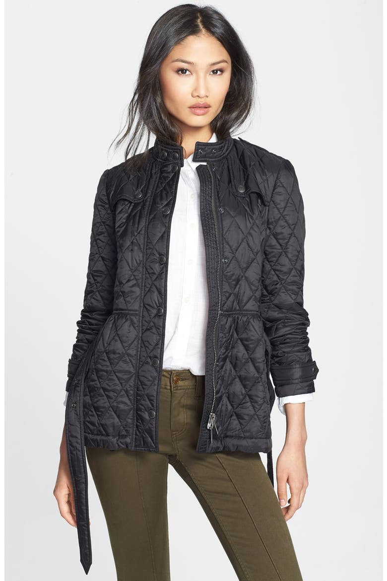 'Starkford' Belted Quilted Jacket, Main, color, BLACK