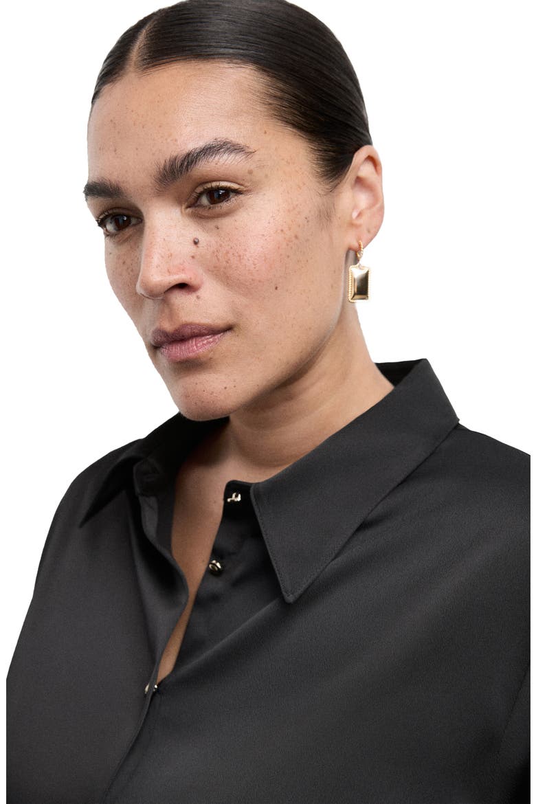 Flowy Satin Shirt, Alternate, color, BLACK