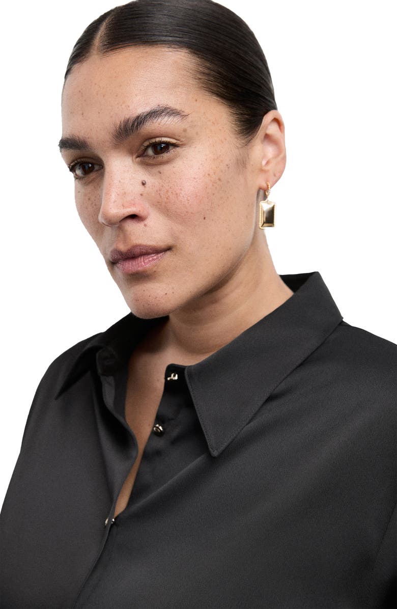 MANGO Flowy Satin Shirt, Alternate, color, Black