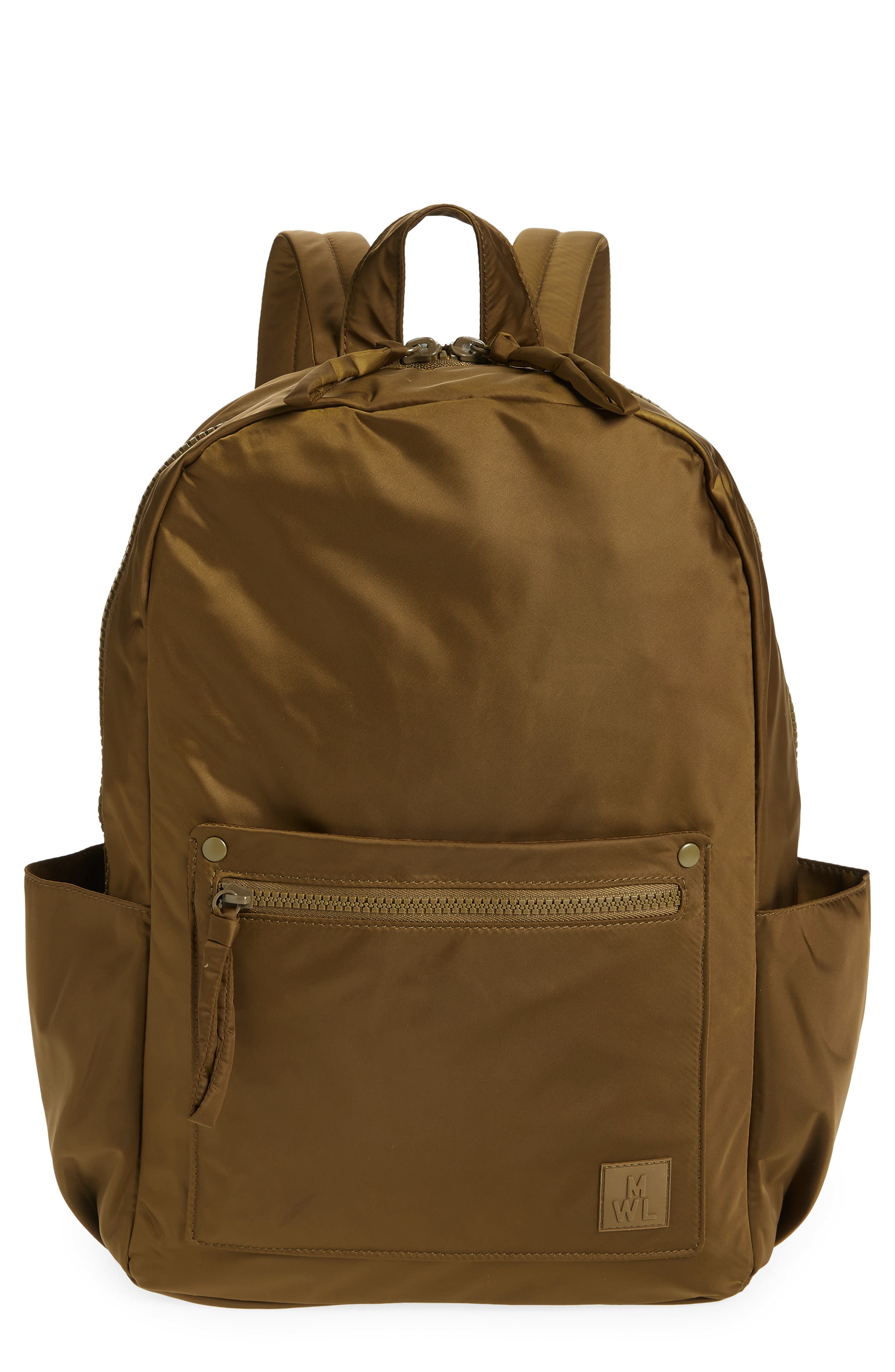Travel Nylon Backpack, Main, color, GOLDEN SPINACH