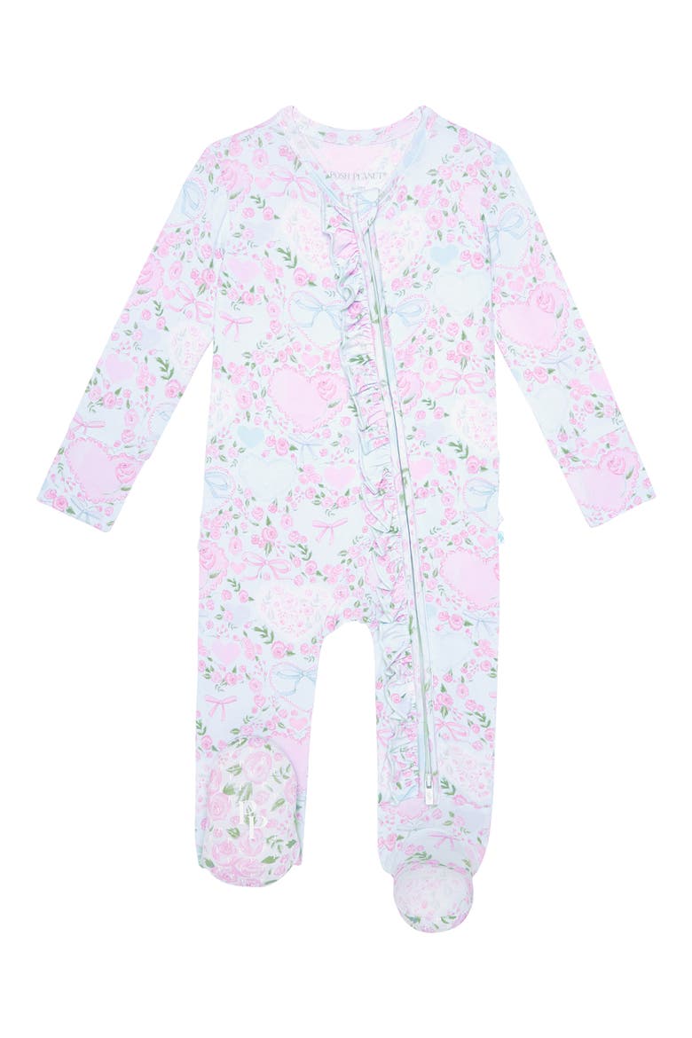 Ruffle Zip Footie, Main, color, LIGHT/ PASTEL BLUE