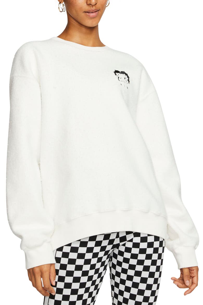 x Olivia Kim NRG Fleece Crewneck Sweatshirt, Main, color, SAIL