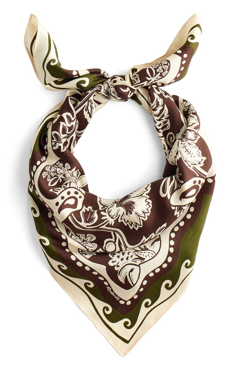 Madewell Medium Silk Bandana, Alternate, color, Dark Brown