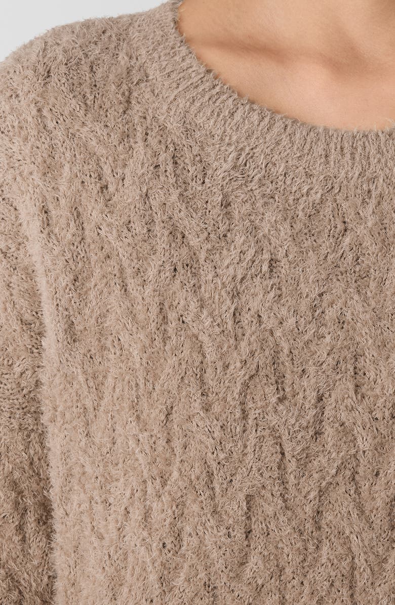 Eileen Fisher Crewneck Organic Cotton Bouclé Sweater, Alternate, color, Biscuit