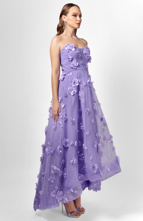 Bariano Ila Strapless Hi Lo Gown In Purple