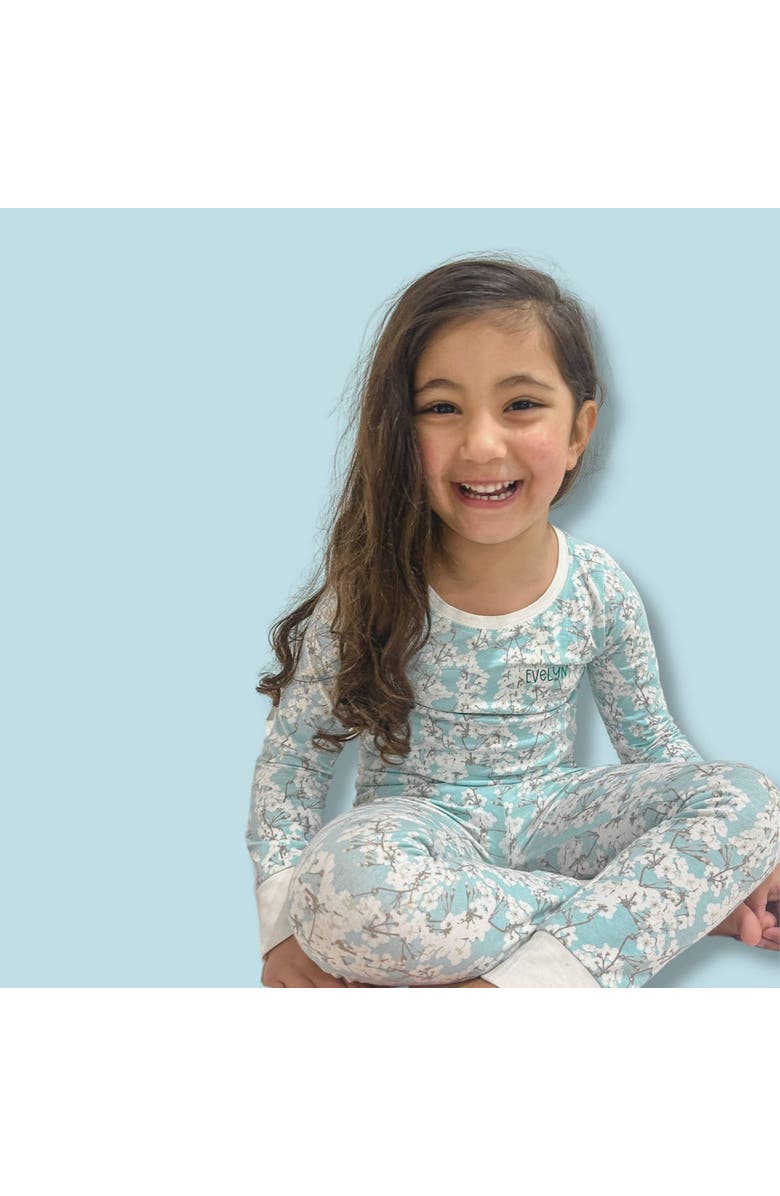 Norani Kids Organic Two-Piece Pajama Set in Cherry Blossoms, Alternate, color, Cherry Blossoms