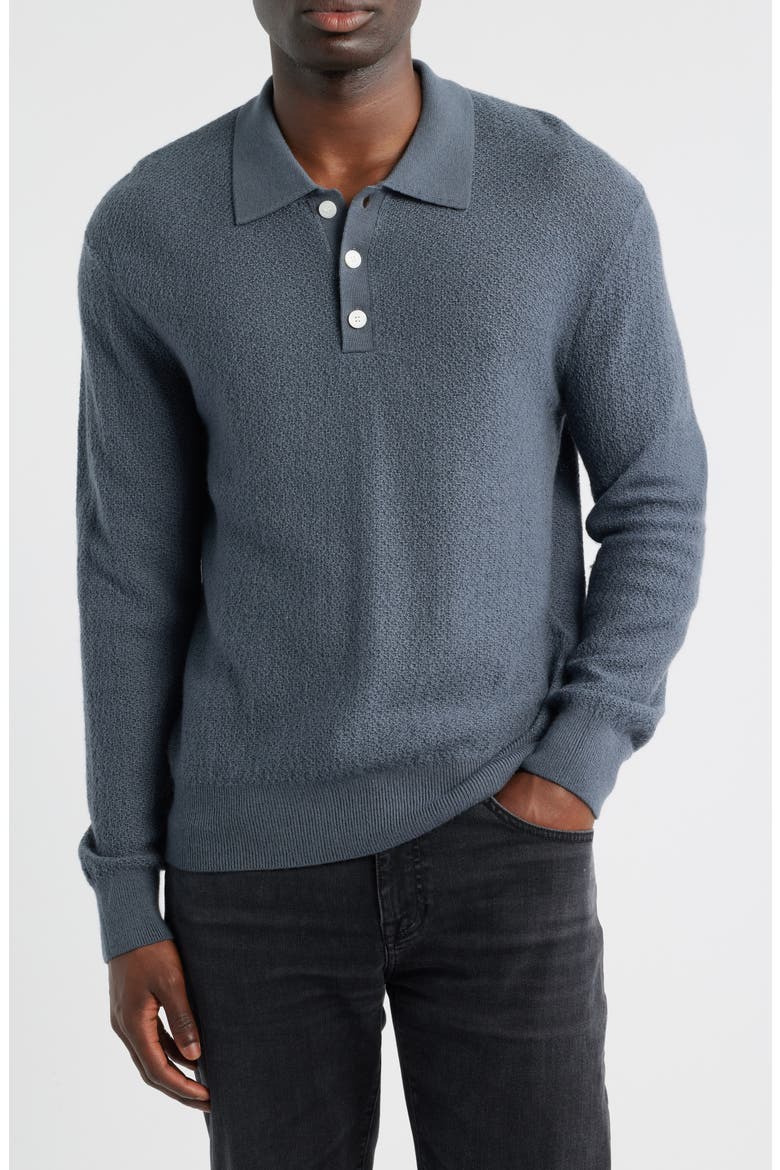 Long Sleeve Wool Polo Sweater, Main, color, BLUE GREY