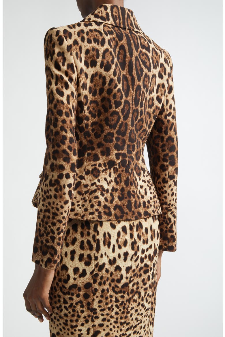 Leopard Print Single Breasted Wool Crepe Jacket, Alternate, color, LEO NEW