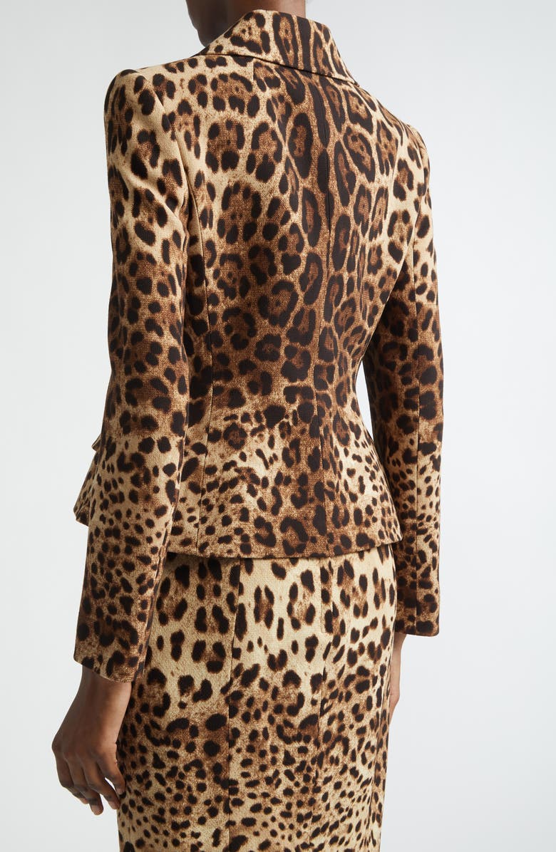 Dolce&Gabbana Leopard Print Single Breasted Wool Crepe Jacket, Alternate, color, Leo New