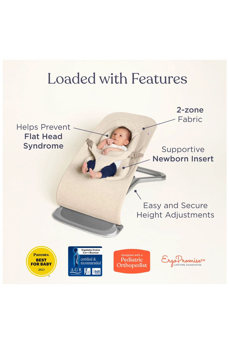 Evolve Mesh 3-in-1 Bouncer, Alternate, color, LIGHT GREY