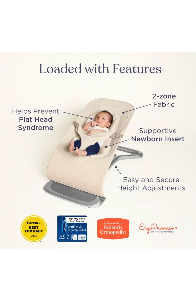 ERGObaby Evolve Mesh 3-in-1 Bouncer, Alternate, color, Light Grey
