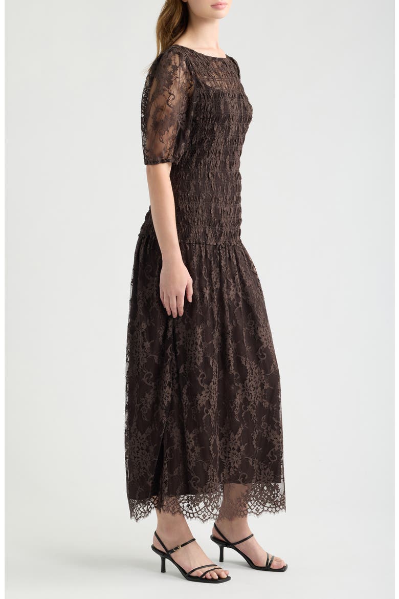 The Short Sleeve Dalia Lace Nap Maxi Dress, Alternate, color, CHOCOLATE