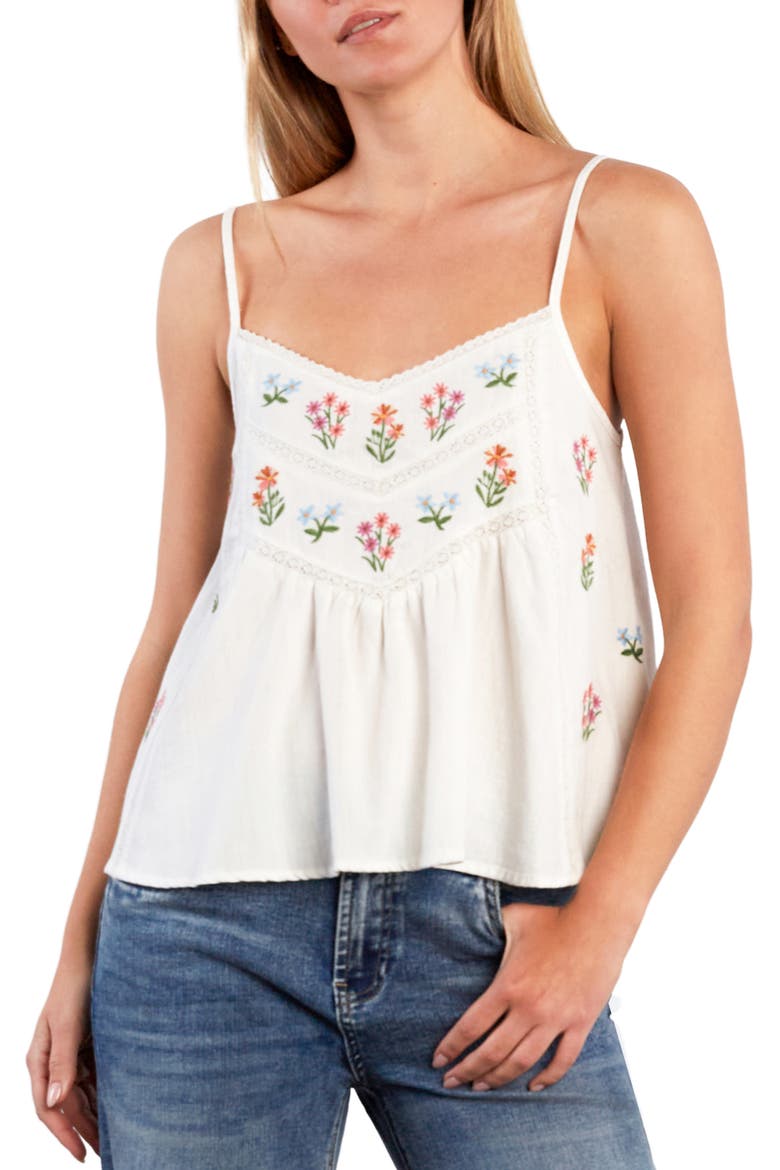 Honeysuckle Embroidered Camisole, Main, color, WHITE FLOWER