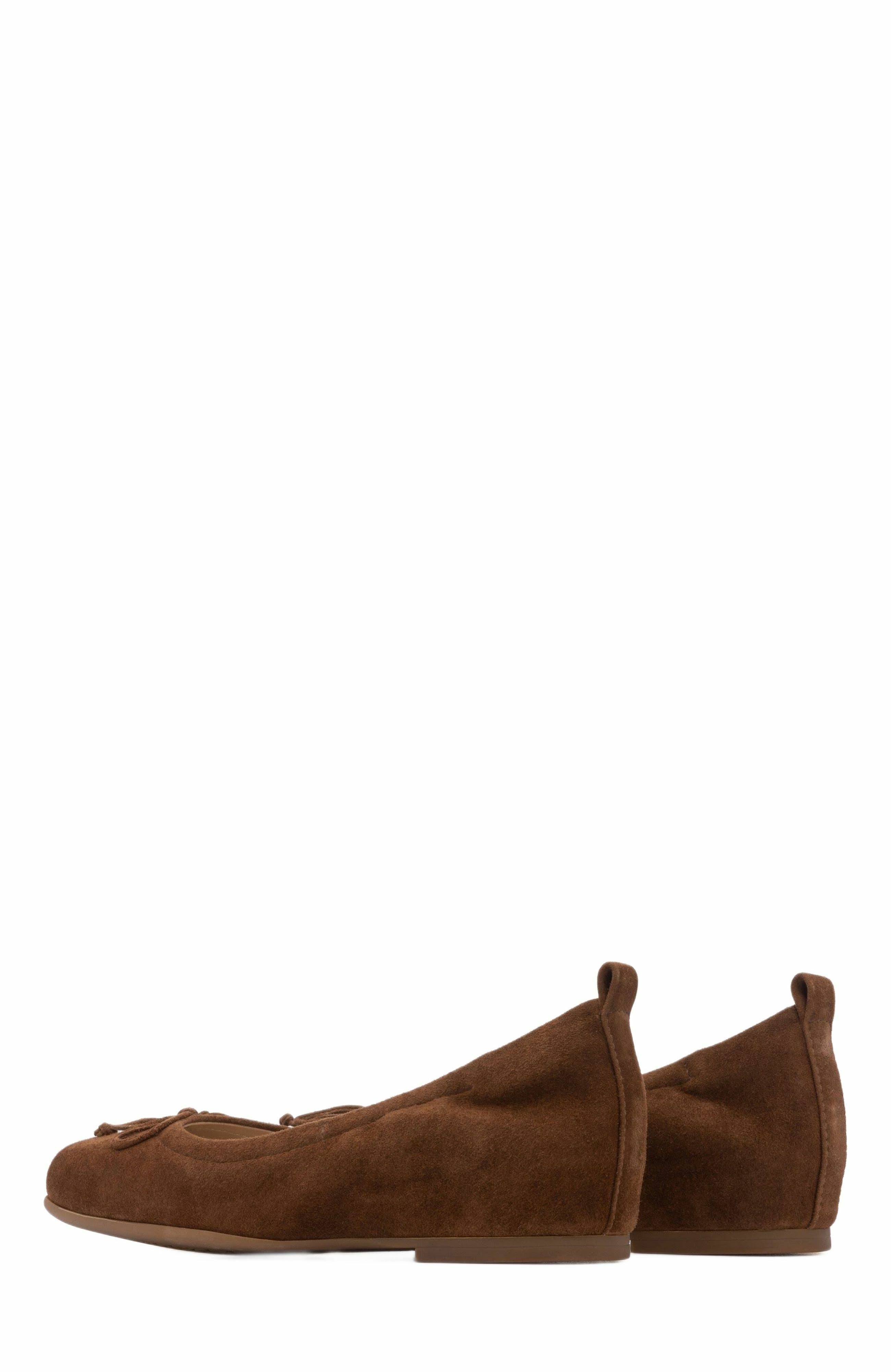 Cadence Bow Ballet Flat, Alternate, color, Caramel Suede - Regular