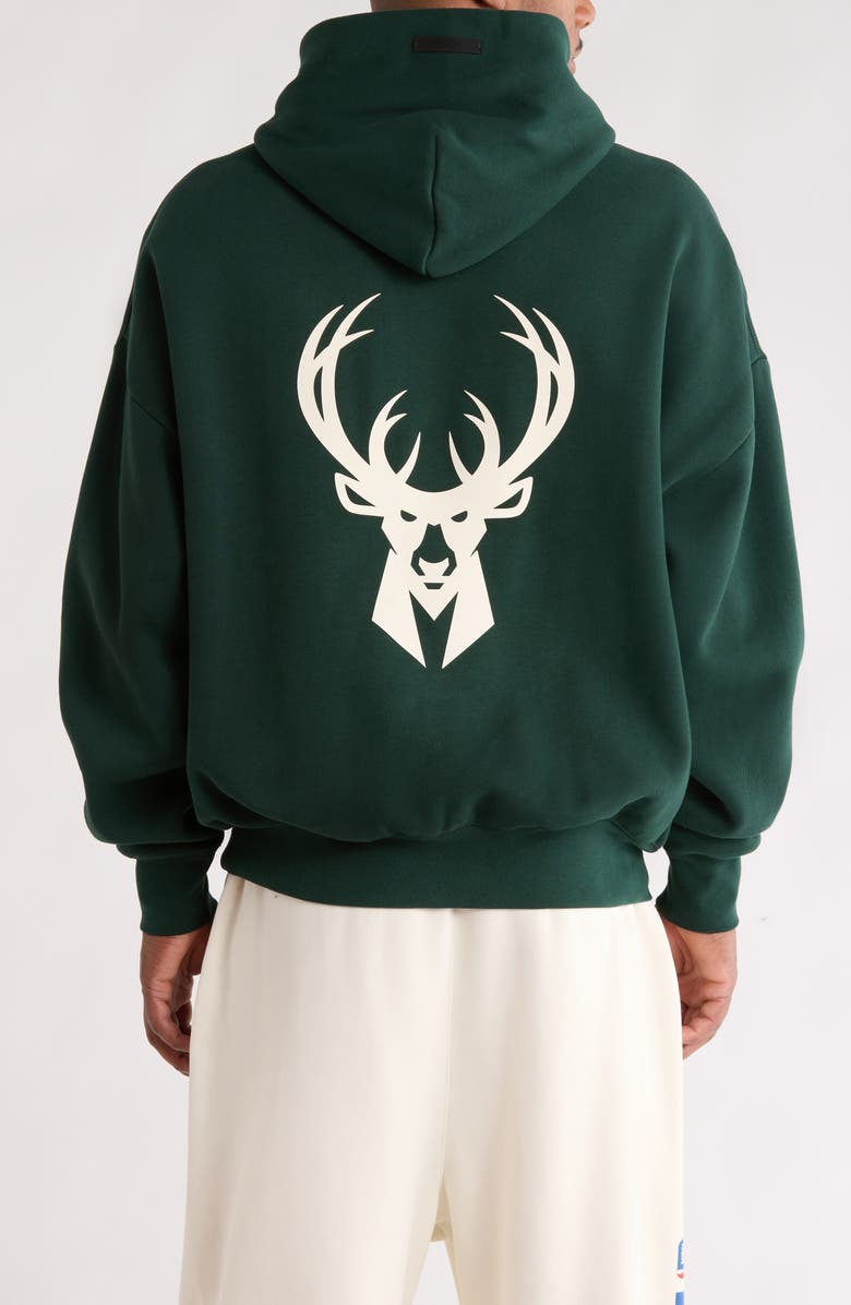 Fear of God Essentials x NBA Bucks Sports Fit Hoodie, Alternate, color, Forest Green