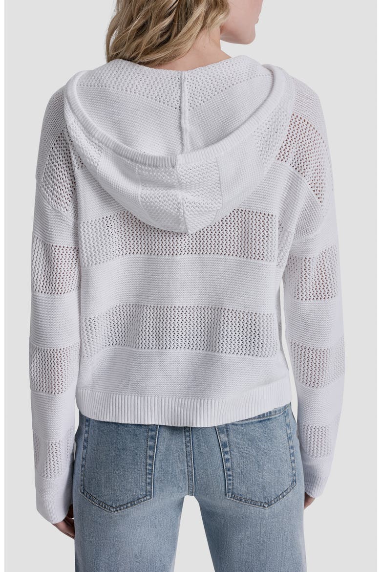 Pointelle Stripe Hooded Sweater, Alternate, color, WHITE