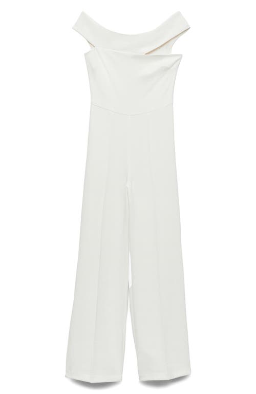 Mango One-shoulder Jumpsuit In White