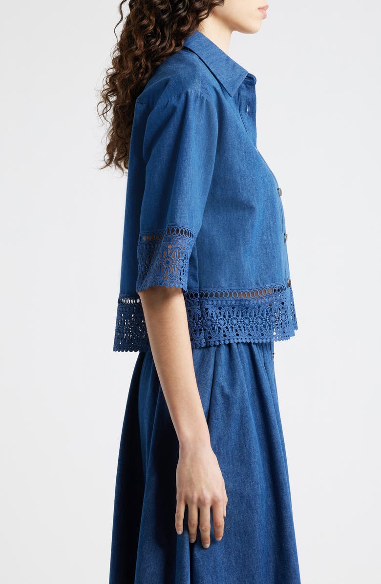 Elie Tahari The Laylee Denim Shirt, Alternate, color, Dark Denim