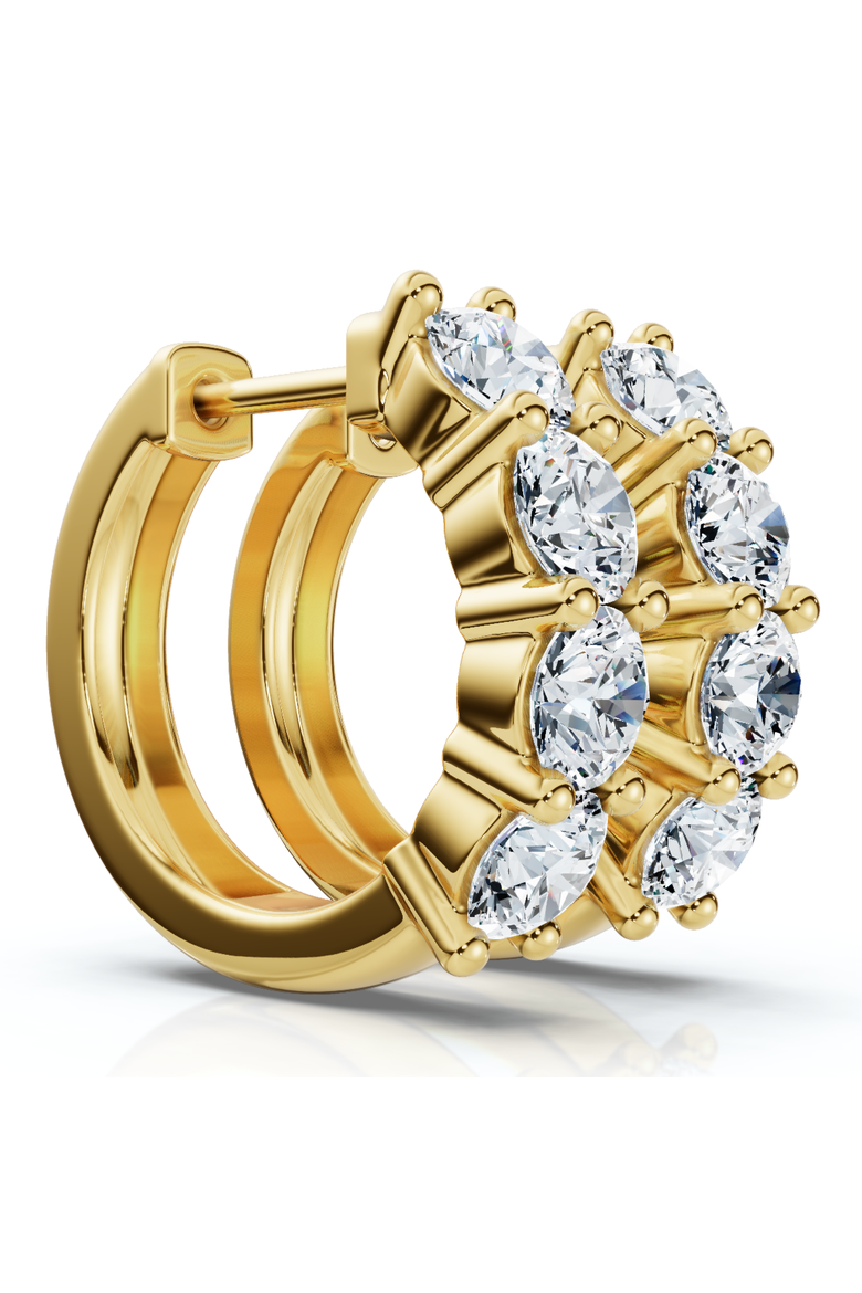 2Ct Diamond Hoops Small 14k or Gold Lab Grown 5/8" Tall, Main, color, 14k Yellow Gold